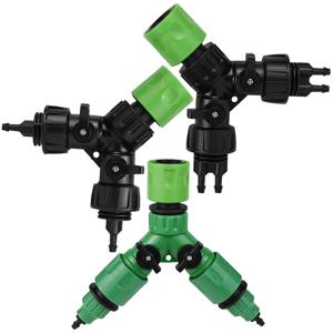 KESLA 1pcs 물방울 관개 탭 어댑터 정원용 2 방향 4 방향 분배기 1/4 ''호스 자동 급수 시스템 키트 분재 냄비 식물