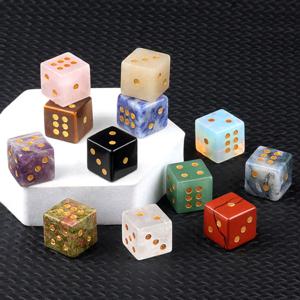 6pc 1.6cm 천연석 자수정 주사위 마노 호안석 입자 점수 도매 수량 추측
