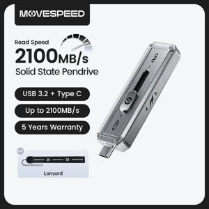 MOVESPEED SP20 2100MB/s USB 플래시 드라이브 2TB 1TB USB3.2 Gen 2 타입 C 솔리드 스테이트 펜 드라이브 512GB 256GB 펜드라이브 (아이폰 15/16 PC용)
