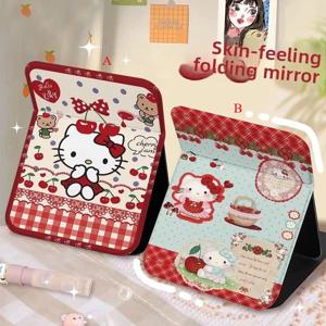 Sanrio 헬로 키티 큰 접이식 화장품 거울 만화 키티 고양이 거울 데스크탑 플립 기숙사 가정용 휴대용 접이식 거울
