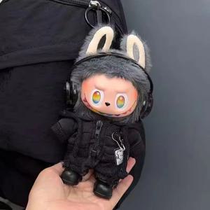 귀여운 봉제 인형 캐주얼 후드 블랙 슈트 패션 운동복 자켓 복장 Labubu 의류 선물