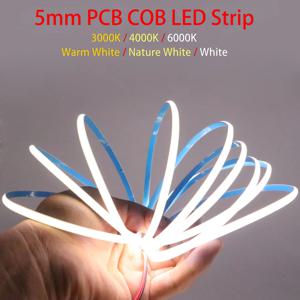 슈퍼 얇은 5mm COB LED 스트립 384LED/m 디밍이 가능한 소프트 Led 라이트 바 KTV 호텔 홈 장식 조명 DC12V/24V에 대 한 따뜻한 차가운 흰색