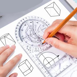 다기능 활동 눈금자 세트, 학생용 수학 자, 회전 가능, 고등학교 포물선 그리기, 원형 그리기 템플릿