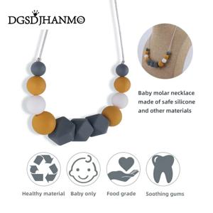 JAHNMO 아기 Teether 식품 학년 실리콘 구슬 간호 엄마 목걸이 아기 선물 BPA 무료 아기 껌 씹는 펜던트 액세서리 완구