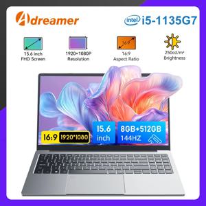 Adreamer 15.6인치 노트북 인텔 코어 i5 1135G7 휴대용 노트북 8/16/32GB RAM 256/512/1024 SSD 오피스 PC - 독일어 키보드