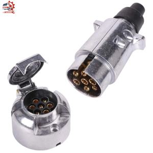 AOHEWEI 7 핀 Towbar 트레일러 소켓 금속 알루미늄 합금 견인 12V 라운드 어댑터 자동차 조명 보트 트럭 캐러밴 용 커넥터