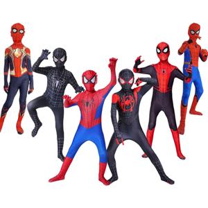 아이들을위한 스파이더 맨 의상 Zentai Suit Spider Man Into The Spider Verse Miles Morales 슈퍼 히어로 코스프레 바디 슈트 성인 점프 슈트