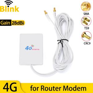 야외 모바일 네트워크 신호 부스터, 4G LTE 미모 안테나, 28dBi 고이득 증폭기, 화웨이 ZTE Vodafone 라우트용 TS9 CRC9 SMA
