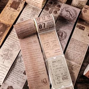 1 롤 빈티지 시 티켓 편지 식물 Washi 테이프 장식 접착 테이프 Decora Diy Scrapbooking 스티커 라벨