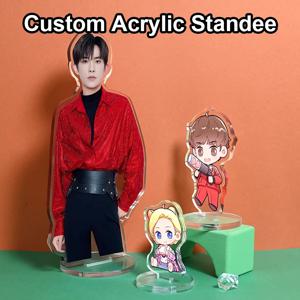 사용자 정의 Standee 애니메이션 그림 투명 아크릴 귀여운 만화 모델 플레이트 데스크 장식 사진 서 로그인 키 체인 스탠드 팬 선물