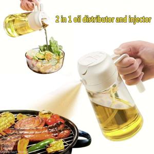 2in1 500ml 플라스틱 스프레이 오일 분무기 병 스프레이 오일 디스펜서 오일 항아리 Cruet 바베큐 주방 베이킹 구이 피크닉 주방 도구