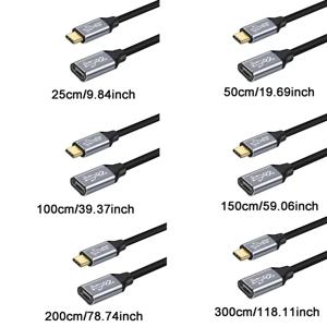 Typec 남성-여성 데이터 케이블 도킹 팔꿈치 연장 케이블 USB3.1Gen2 고속 충전 스위치 연장 케이블