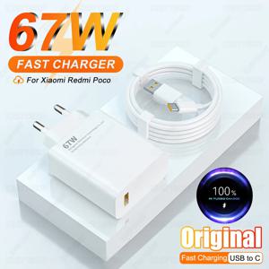 67W USB 고속 충전기 빠른 충전 3.0 벽 전화 어댑터 Xiaomi Redmi Poco Samsung Huawei Oneplus USB 충전기 유형 C 케이블