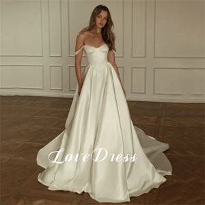 사용자 정의 우아한 a 라인 스파게티 스트랩 얼룩 연인 웨딩 드레스 바닥 길이 민소매 공 신부 가운 vestidos