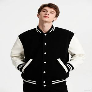 블랙 화이트 컬러 자켓 S-5XL 느슨한 대형 옷 캐주얼 남성 여성 야구 의류 커플 스트리트 코트 따뜻한 양털 재킷