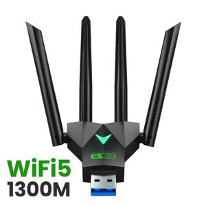 1300Mbps 무선 네트워크 카드 USB 3.0 WiFi USB 어댑터 듀얼 밴드 2.4G/5Ghz Wi-Fi 동글 4 안테나 PC 용 무선 수신기