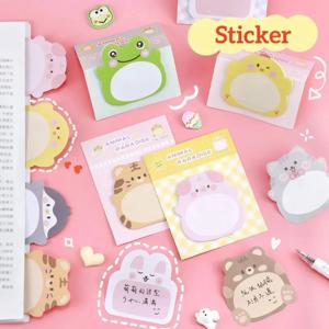 20 매/팩 귀여운 만화 동물 스티커 메모 호랑이 토토로 펭귄 토끼 곰 돼지 접착 메모 패드 셀프 스틱 노트