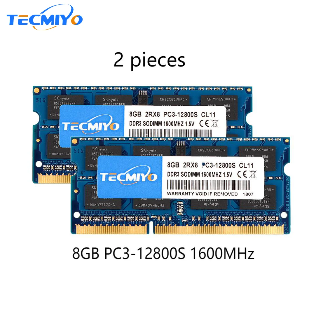 고품질 Tecmiyo 노트북 메모리 Ram 16GB(2X 8GB) DDR3 1600MHz PC3-12800S 2RX8 SODIMM 1.5V 비 ECC 노트북 메모리 - 블루