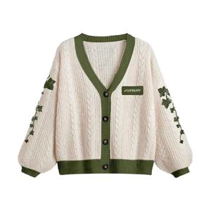 Evermore Cardigan Taylor 버전 Green Vine 수 놓은 버튼 다운 케이블 니트 스웨터 여성 가을 ​​겨울 빈티지 복장