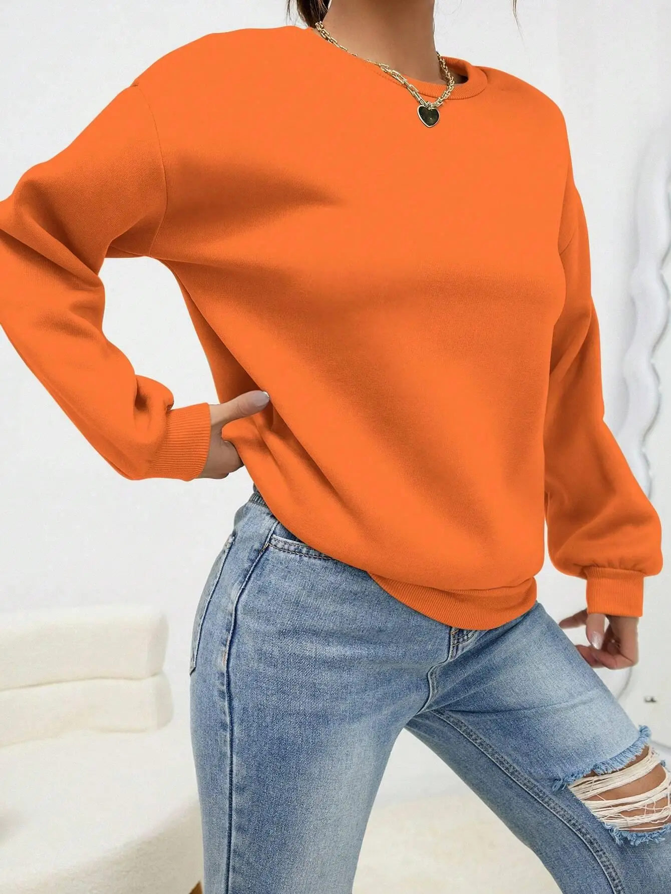 단색 멀티 컬러 여성 후디, 편안한 캐주얼 의류, 루즈 트렌디 맨투맨, 가을 크루넥 여성 풀오버