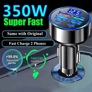 USB C 차량용 휴대폰 충전기 어댑터, 전압 디스플레이 포함, 듀얼 PD 초고속, 아이폰 15 프로 맥스 OPPO 삼성 화웨이용, 6 인 1