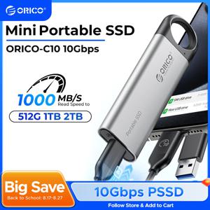 ORICO 휴대용 솔리드 스테이트 드라이브 스토리지 PSSD, 태블릿 노트북용, 최대 1050 MB/S 행잉 홀 디자인, 1TB 외장 SSD, C10