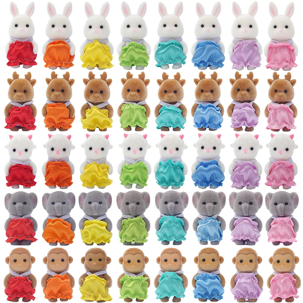 1/12 숲 동물 아기 다채로운 작은 파란색 고양이 갈색 토끼 Reideer 8Pcs 소형 인형 집 모델 척 놀이 소녀 선물 장난감