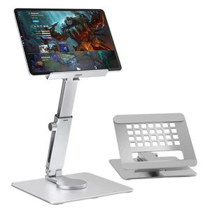 알루미늄 태블릿 스탠드 데스크 라이저 360 °   Pro iPad Xiaomi Huawei Tab용 회전 다중 각도 높이 조절 가능한 접이식 마운트 도크
