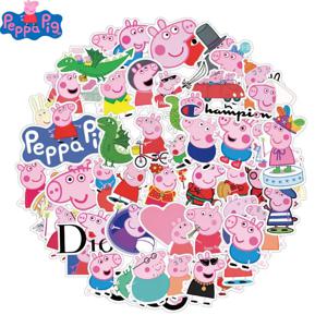 50pcs Peppa 돼지 스티커 어린이 만화 낙서 스티커 펜 상자 물병 냉장고 가방 벽 장식 작은 선물