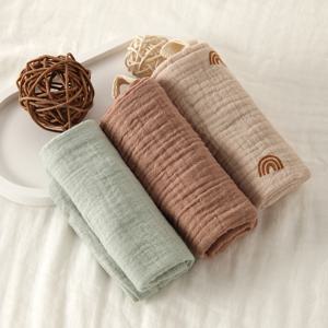 3/5Pcs 신생아 부드러운 6 레이어 순수 코튼 베이비 목욕 먹이 수건 거즈 Burp Towel에 대 한 솔리드 컬러 아기 목화 수건