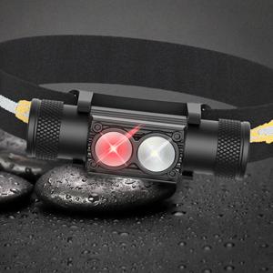 최신 LED 미니 전조등 고전력 흰색 빨간색 헤드 라이트 18650 충전식 USB Type-C 토치 캠핑 사냥 손전등 램프