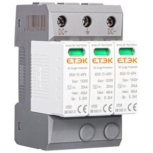 ETEC DC SPD 하우스 서지 보호 장치 2P 3P 600V 1000V 1500V 유형 PV 20-40KA 보호기 피뢰기 저전압 보호 EKU5
