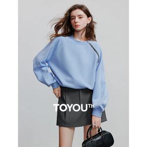 TOYOUTH 여성용 맨투맨 후드, 라운드넥 긴팔 풀오버 상의, 미국 스타일 지퍼, 2025 용수철, 신상