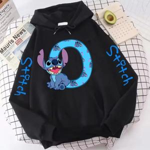 Y2K Hoody 스웨터 여성 겨울 후드 귀여운 카와이 디즈니 Lilo & Stitch 26 영어 문자 인쇄 까마귀 커플 streetwear