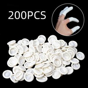 200 Pcs 일회용 손가락 커버 천연 고무 장갑 미끄럼 방지 라텍스 손가락 침대 손가락 끝 보호대 장갑 무독성 네일 도구