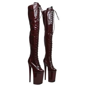 Leecabe 23CM/9inches 특허 PU 트렌드 패션 힐 플랫폼 스트리퍼 힐 폴 댄스 부츠