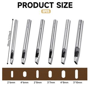 6 크기 가죽에 대 한 타원형 구멍 펀치 6mm-10mm 중공 가죽 공예 가죽 공예 ZJY에 대 한 핸드 펀칭 도구 키트