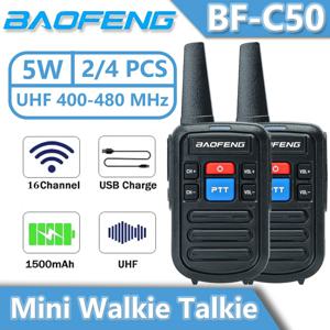 Baofeng BF-C50 미니 워키 토키 5W UHF 듀얼 PTT, Type-C 충전기 포함 어린이 인터콤 1500mAh HF 송수신기 햄 라디오