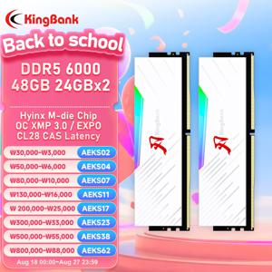 KingBank 2025 새로운 RGB DDR5 Ram 48GB(2x24GB) 6000MHz CL28 Hynix M 다이 XMP AMD EXPO용 데스크탑 메모리 모듈 Ram