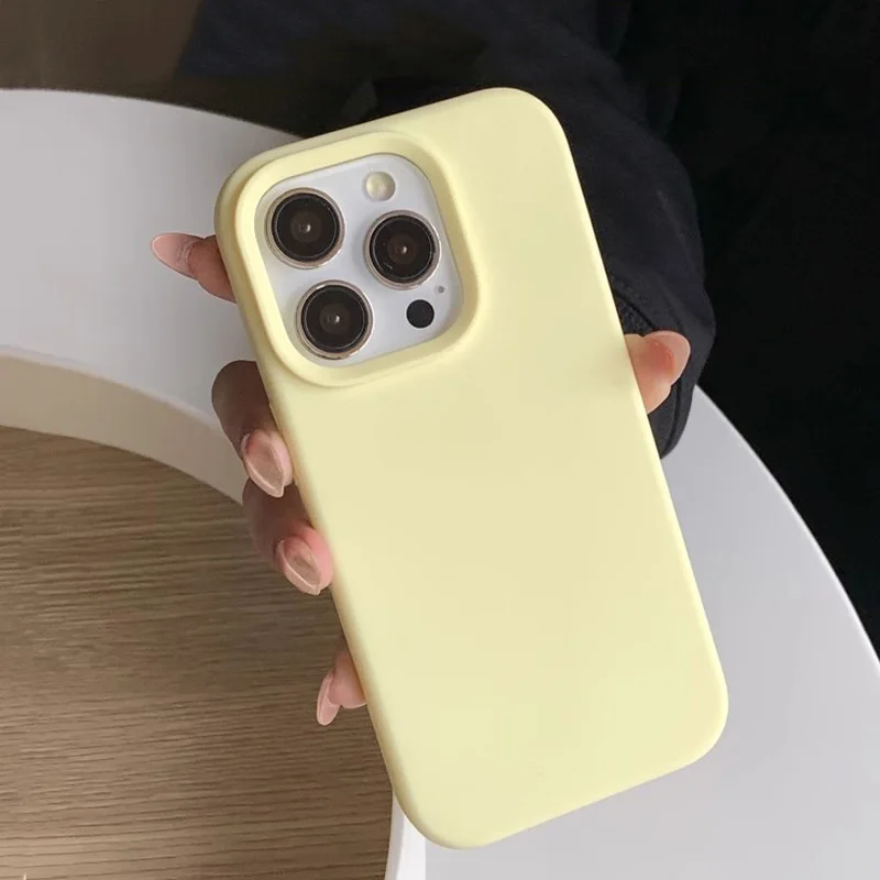도파민 영감 실리콘 솔리드 컬러 심플 패션 폰 케이스 (아이폰 17 Pro, 16 Plus, 16 Pro Max, 15, 14, 13, 12, 11 호환)