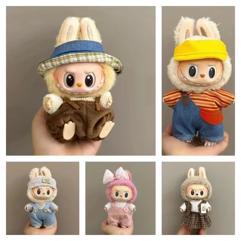 Labubu 인형 옷 세트 V1/V2 Ropa Labubu 인형 스트랩 바지 세트 귀여운 치마 작업복 액세서리 어린이 장난감 선물
