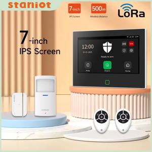 500m 전송 거리 7 인치 GSM LoRa Staniot 버전 보안 경보 시스템 Tuya WiFi 4G 스마트 홈 도난 경보기 키트 홈