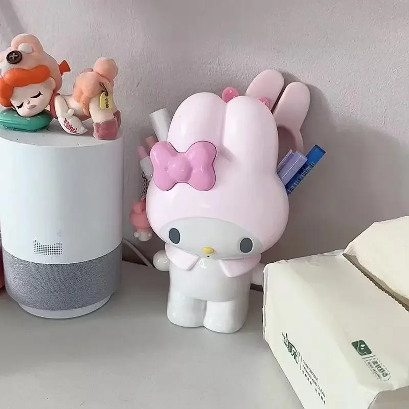 헬로 키티 마이 멜로디 펜 홀더 메이크업 브러쉬 주최자 귀여운 책상 장식 이중 목적 보관 선물