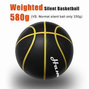 580G 무소음 농구공, 저소음 드리블 실내용 7호(29.5인치) PU 폼 에어리스 농구공, 실제 농구공 90%의 탄성감