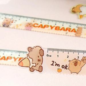 1Pcs 귀여운 만화 Capybara 눈금자 크리 에이 티브 Kawaii 스트레이트 눈금자 물결 모양의 라인 그리기 도구 학생 문구 사무 용품 선물