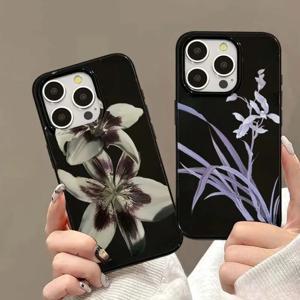 릴리 난초 꽃무늬 소프트 폰 케이스 (아이폰 16, 15, 14, 13, 12, 11 Pro Max, XS, XR, X, 7, 8 Plus, SE 2020, 2022) 충격 방지 커버
