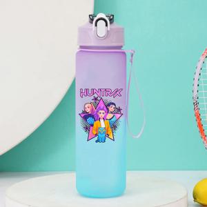 750ml KPop 악마 사냥꾼 소녀 소년 야외 물병 휴대용 대형 마시는 밀짚 워터 컵 만화 스포츠 오피스 병