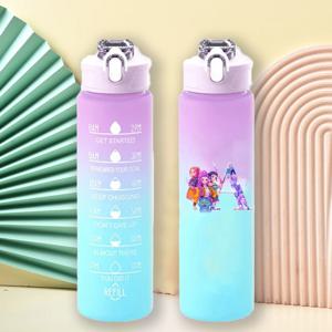 750ml K팝 데몬 헌터 워터컵 애니메이션 프린트 레터 루미 미라 조이 야외용 물병 대형 빨대 물병 선물