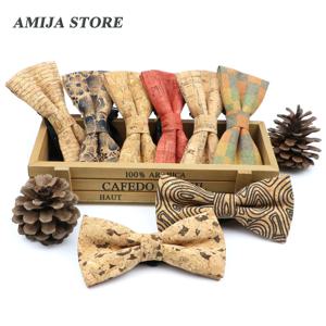 남자 여자를위한 독특한 나무 나비 넥타이 코르크 Bowknot 레트로 나무 수제 Bowties 일일 파티 결혼식 액세서리 나비 도매