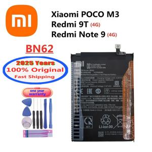 Xiaomi POCO M3 Redmi 9T / Redmi Note 9 4G 버전 6000mAh 전화 배터리 용 2025 년 기존 배터리 BN62 재고 있음 빠른 배송